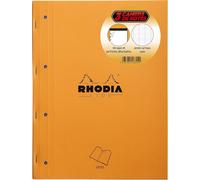 118315c - Lot De 3 Bloc-Notes Agrafés Coté Side Orange - A4 - Grands Carreaux Seyès - 80 Feuilles Détachables Perforation 4 Trous, Papier Clairefontaine Blanc 80 G/M²