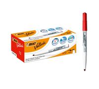 BIC Velleda 1741 Feutres pour Tableau Blanc Effaçables à Sec, Pointe Conique Moyenne 1,4 mm - Marqueur rouge
