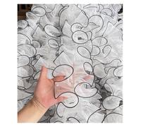 11cm/4.33'' Wide Thicken Organza Pleated Beaded Lace Fabric Encrypt Pleats Handmade Decoration(Black edge white,3.0M)