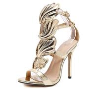 11CM/4.33IN Ailes D'été Nouveau Open Toe Talons Hauts Femmes Sandales Stilettos Femmes Chaussures,d'or,41 EU