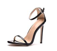 11CM Un Mot Ceinture Sexy à Talons Hauts Sandales Grande Taille Poisson Bouche Sandales Mode Casual à Talons Hauts,Noir,43 EU
