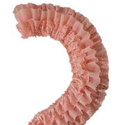 11CM Wide Three Layers Pleated Chiffon Fabric Lace Embroidery Fringe Ribbon Ruffle Trim Dolls Clothes Dress Sewing Decor(Orange)