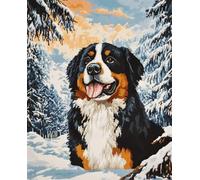 11CT Animal Diy Broderie Point De Croix Bouvier Bernois Dans La Neige Kits De Motifs De Point De Croix，Ensemble De Broderie Imprimé，Art De Broderie Pour La Décoration Intérieure 30x40cm