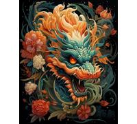11CT Animal Diy Point De Croix Kit Complet Dragon Oriental De Dessin Animé Kit De Broderie Estampé À Faire Soi-Même Pour Adultes,Projets De Point De Croix Pour Débutants,Travaux D'Aigu 40x50cm