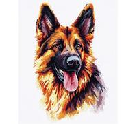 11CT Chien Animal Diy Canevas Kit Complet Adulte Portrait De Berger Allemand Kit De Broderie Estampé À Faire Soi-Même Pour Adultes，Projets De Point De Croix Pour Débutants，Travaux D'Ai 30x40cm
