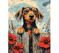 11CT Chien Animal Diy Canevas Kit Complet Adulte Teckel De Dessin Animé Kit De Broderie Estampé À Faire Soi-Même Pour Adultes，Projets De Point De Croix Pour Débutants，Travaux D'Aiguill 40x50cm
