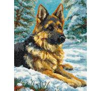 11CT Chien Animal Diy Point De Croix Kit Complet Portrait De Berger Allemand Kits De Point De Croix Imprimés，Ensemble De Broderie Estampé Pour Adultes，Travaux D'Aiguille，Art Mural，Dé 30x40cm