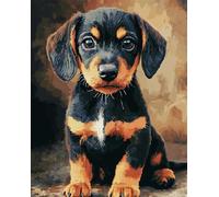 11CT Chien Animal Diy Point De Croix Teckel Fantastique Kit De Broderie Estampé À Faire Soi-Même Pour Adultes，Projets De Point De Croix Pour Débutants，Travaux D'Aiguille Faits À La Mai 80x100cm