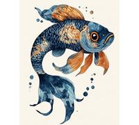 11CT Cross Stitch Embroidery Starter Kit, Poisson animal de dessin animé Kit de Couture à la Main Canevas Broderie Point de Croix Kit Complet Adulte Debutant 40x50cm
