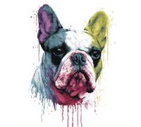 11CT Diy Canevas Et Broderie Bulldog Graffiti Animal Kits De Point De Croix Estampés Avec Aiguilles, Enfile-Ciseaux, Ensemble D'Aiguilles À Poinçonner Pour La Décoration Murale De La Mai 50x70cm