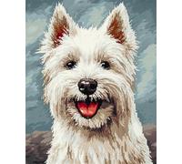 11CT Diy Canevas Kit Complet Adulte Chien West Highland White Terrier Animal Kits De Point De Croix De Broderie, Ensemble De Démarrage De Motifs Estampés, Accessoires D'Art De Couture, Déc 30x40cm