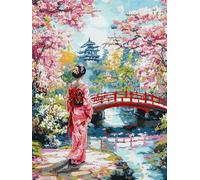 11CT Diy Canevas Kit Complet Adulte Paysage D'Anime Oiran Japonais Kits De Point De Croix Comptés Pour Adultes Débutants, Motifs Imprimés Estampés, Ensemble De Broderie Pour Décoration Mur 30x40cm