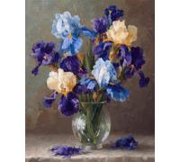 11CT Diy Canevas Point De Croix Des Iris Dans Un Vase Kits De Point De Croix Estampés Avec Aiguilles, Enfile-Ciseaux, Ensemble D'Aiguilles À Poinçonner Pour La Décoration Murale De La Ma 30x40cm