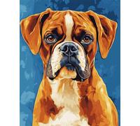 11CT Diy Canevas Point De Croix Portrait Animalier De Chien Boxer Kits De Point De Croix Imprimés,Ensemble De Broderie Estampé Pour Adultes,Travaux D'Aiguille,Art Mural,Décoration De La Ma 40x50cm
