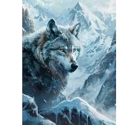 11Ct Diy Kit Broderie Debutant Animaux Et Paysages Kit De Broderie Loup Blanc De La Montagne Enneigée Broderie Point De Croix Kit Complet Canevas Point De Croix Kit Complet Pour Adultes Déb 30x40cm