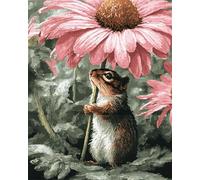 11CT Diy Kit Broderie Debutant Fleurs Et Écureuils Fantastiques Kits De Point De Croix Estampés Avec Aiguilles, Enfile-Ciseaux, Ensemble D'Aiguilles À Poinçonner Pour La Décoration Mural 60x80cm