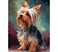 11CT Diy Kits De Broderie Portrait Animalier Du Yorkshire Terrier Kits De Point De Croix Comptés Pour Adultes Débutants, Motifs Imprimés Estampés, Ensemble De Broderie Pour Décoration Mu 60x80cm