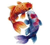 11CT Diy Point De Croix Kit Complet Carpe Fantastique Kits De Point De Croix Estampés Avec Aiguilles, Enfile-Ciseaux, Ensemble D'Aiguilles À Poinçonner Pour La Décoration Murale De La Ma 30x40cm