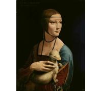 11CT Diy Point De Croix Kit Complet Célèbre Tableau À L'Huile，Femme À L'Hermine Kits De Point De Croix Comptés Pour Adultes Débutants, Motifs Imprimés Estampés, Ensemble De Broderie Pour 30x40cm