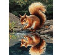 11CT Diy Point De Croix Kit Complet Écureuil De Dessin Animé Kits De Point De Croix Imprimés, Ensemble De Broderie Estampé Pour Adultes, Travaux D'Aiguille, Art Mural, Décoration De La M 80x100cm