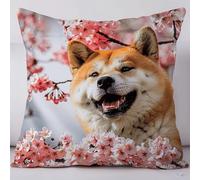 11CT Ensemble De Coussins Au Point De Croix Shiba Inu Animaux Et Fleurs Estampillés Kits De Point De Croix Pour Adultes Toile Housse De Coussin Kit Bricolage Broderie - Avec Tissu Impri A 45x45cm