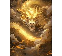 11CT Kit de Démarrage de Broderie, Motif dragon fantastique, M, 40 x 50 cm. Kit Broderie Point de Croix Compté Pré Imprimé Débutant Adulte, Kit Canevas Complet Avec Fils au Point de Croix
