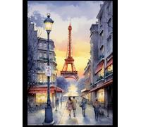 11CT Paysage Diy Kit Broderie Debutant Rue Des Dessins Animés Kits De Point De Croix De Broderie，Ensemble De Démarrage De Motifs Estampés，Accessoires D'Art De Couture，Décoration Mural 50x70cm