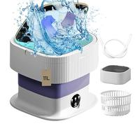 11L Mini Machine à Laver Portable, Avec 3 modes de nettoyage, Lave-linge Mobile, Pliable, Mini Laveuse avec Sèche-Linge, pour les sous-vêtements, chaussettes et petits objets Camping Voyage (Violet)