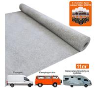 11m2 Moquette Fourgon Voiture Doublure Intérieure Feutre Etirable + 5 Canettes de Glue Adhésif Tapis Flexible Camionette Van Gris Clair Argenté Aménagement Super Epais 3mm polypropylène T-MECH