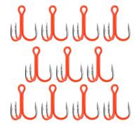 11pcs Crochets Triples Acier 2X Fort Orange 11pcs Crochets Triples | Acier haute résistance, finition nickelé, idéal gros poissons, lot de 11 , couleur orange