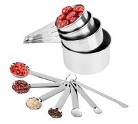 11PCS Cuillères Et Tasses à Mesurer En Acier Inoxydable, Cuillère Doseuse Set, 4 Tasses à Mesurer, 6 Cuillères Doseuses, 1 Règle De Mesure, Doseurs Cuisine Pour Sec Et Liquide Cuillere Doseur