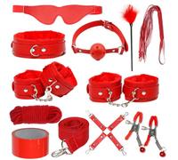 11pcs cuir entrée de gamme Bondage set b111 - fr，Rouge