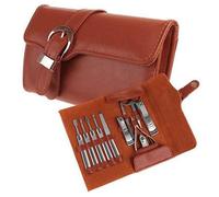 11pcs Deluxe En Cuir Véritable Brown Ongles Soins Personnels Manucure & Pédicure, Manucure Voyage & Grooming Kit Set, Coupe-ongles