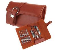 11pcs Deluxe En Cuir Véritable Brown Ongles Soins Personnels Manucure Pédicure, Manucure Voyage Grooming Kit Set, Coupe-Ongles