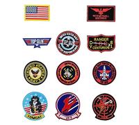 11Pcs écussons Top Gun Air Force Navy Army Patch Thermocollant Écusson Brodé à Repasser Maverick pour Jeans Veste Sacs Chapeaux