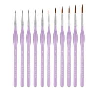 11Pcs Fine Detail Brushes Set With Soft Grip For Acrylic Gouache Oil Model Figurines & Face Painting Art Portable Artist Sketching Tool