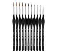 11Pcs Fine Detail Brushes Set With Soft Grip For Acrylic Gouache Oil Model Figurines & Face Painting Art Portable Artist Sketching Tool