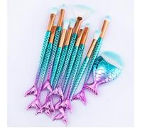 11pcs Makeup Brushes Set 3d Mermaid Make Up Foundation Eyeshadow Eyebrow Eyeliner Blush Cosmetic Powder Concealer Brushes Tools