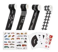 11PCS Ruban Washi Route et Chemin de Fer - Set Autocollant Décoratif avec Panneaux de Signalisation pour DIY, Décoration Chambre Enfants et Éducation Routière