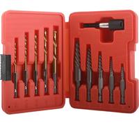 11Pcs Screw Extractor and Left Hand Drill Bits Set Included 5Pcs Screw Extractor, 5Pcs HSS Drill Bits and 1Pcs Adapter, Bolt Remover Reverse Cobalt HSS Steel Drill Bit Stripped Screw Remover for Remov