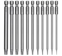 11Pcs Strumento Torx Bit sicurezza per cacciaviti 100mm punta magnetici cacciavite da 1/4 pollice esagonale gambo cacciavite T6-T40 per Riparare Macchinari e Attrezzature