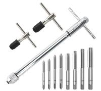 11PCS Tarauds et Filières Tourne a Gauche Coffret Taraud, avec HSS M3 M4 M5 M6 M7 M8 M10 M12 Taraud à Filetage Métrique, M3-M8/M5-M12/M6-M12 T Barre Poignée Porte-taraud à Cliquet