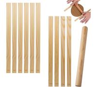 11pcs Wooden Pottery Teaching Kit - 10pcs 5-Size Clay Thickness Guides with 1pc Rolling Pin for Clay Art, DIY Craft