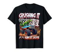 11th Birthday Monster Truck Dinosaur Crushing It Since 2015 T-Shirt