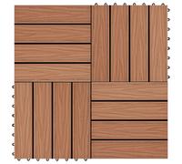 11x Carreau de Terrasse Relief WPC 30x30 cm 1 m² Noir Dalle de Jardin vidaXL