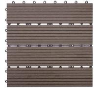 11x Carreau Wpc Rhone, Carrelage De Sol, Balcon / Terrasse, À 30x30cm = 1qm Coffee Linéaire Marron