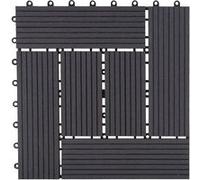 11x carreau WPC Rhone carrelage optique bois à 30x30cm base anthracite décalé G