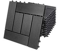 11x Dalles de Jardin clipsables en Bois Composite WPC Anthracite 30 x 30 cm Type mosaïque Revêtement de Sol extérieur