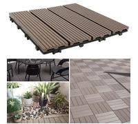 11x Dalles de Jardin plastique WPC 30 x 30cm Type mosaïque Revêtement de Sol extérieur cafe.