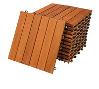 11x Dalles de terrasse en bois d'acacia 30 x 30 cm Dalle clipsable 1m² balcon jardin extérieur